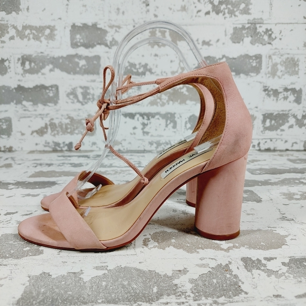 Steve Madden Pink Heeled Open Toe One Strap Pumps Sandals M490